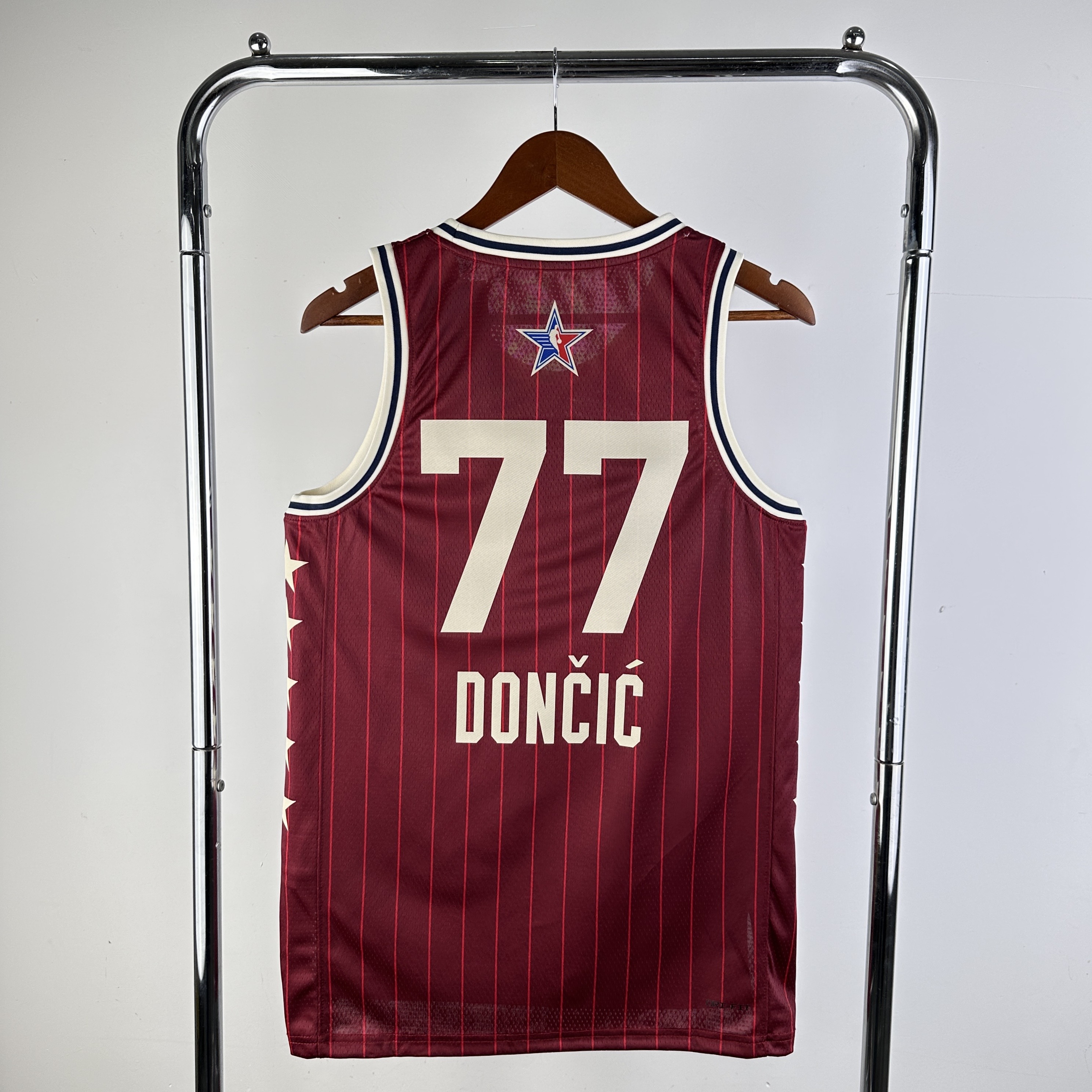 Men Dallas Mavericks #77 Doncic Red Stripe All Star Jordan style 2024 NBA Jersey->denver nuggets->NBA Jersey